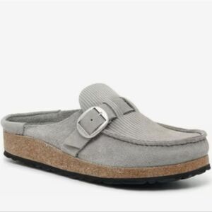 Birkenstock Buckley Corduroy Clogs- Light Grey